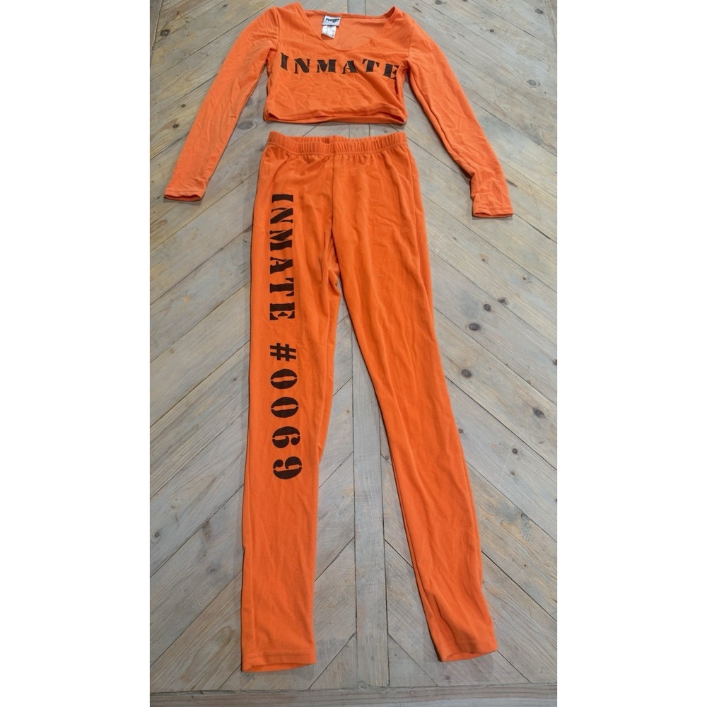 Women's Sz S/M 4-8 Spirit Halloween Prison Inmate 0069 Costume Outfit Set